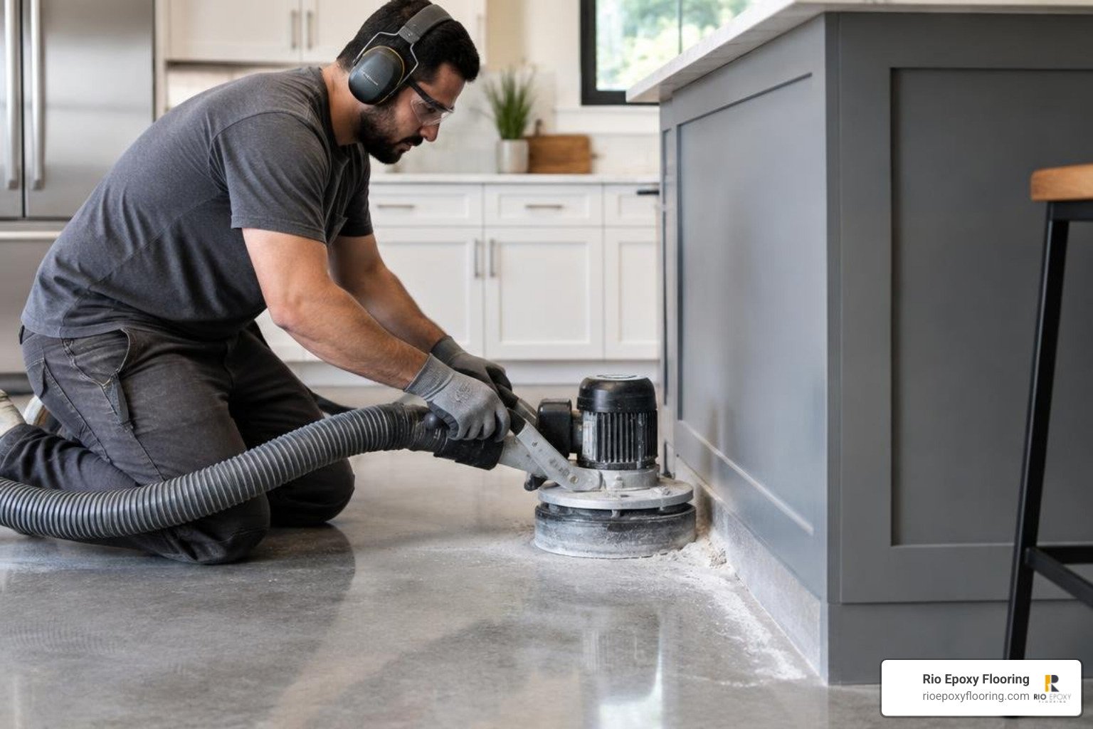 Diamond grinding and edge profiling near kitchen island kickplate Diamond grinding and edge profiling near kitchen island kickplate