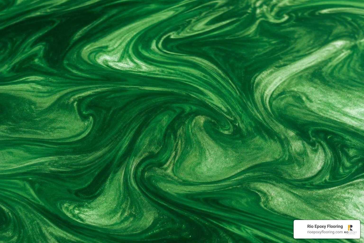 Green metallic epoxy swirl pattern Green metallic epoxy swirl pattern