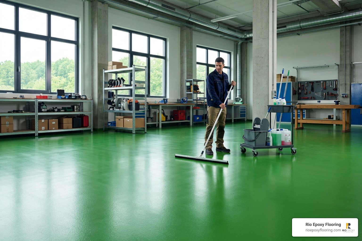 green epoxy floor