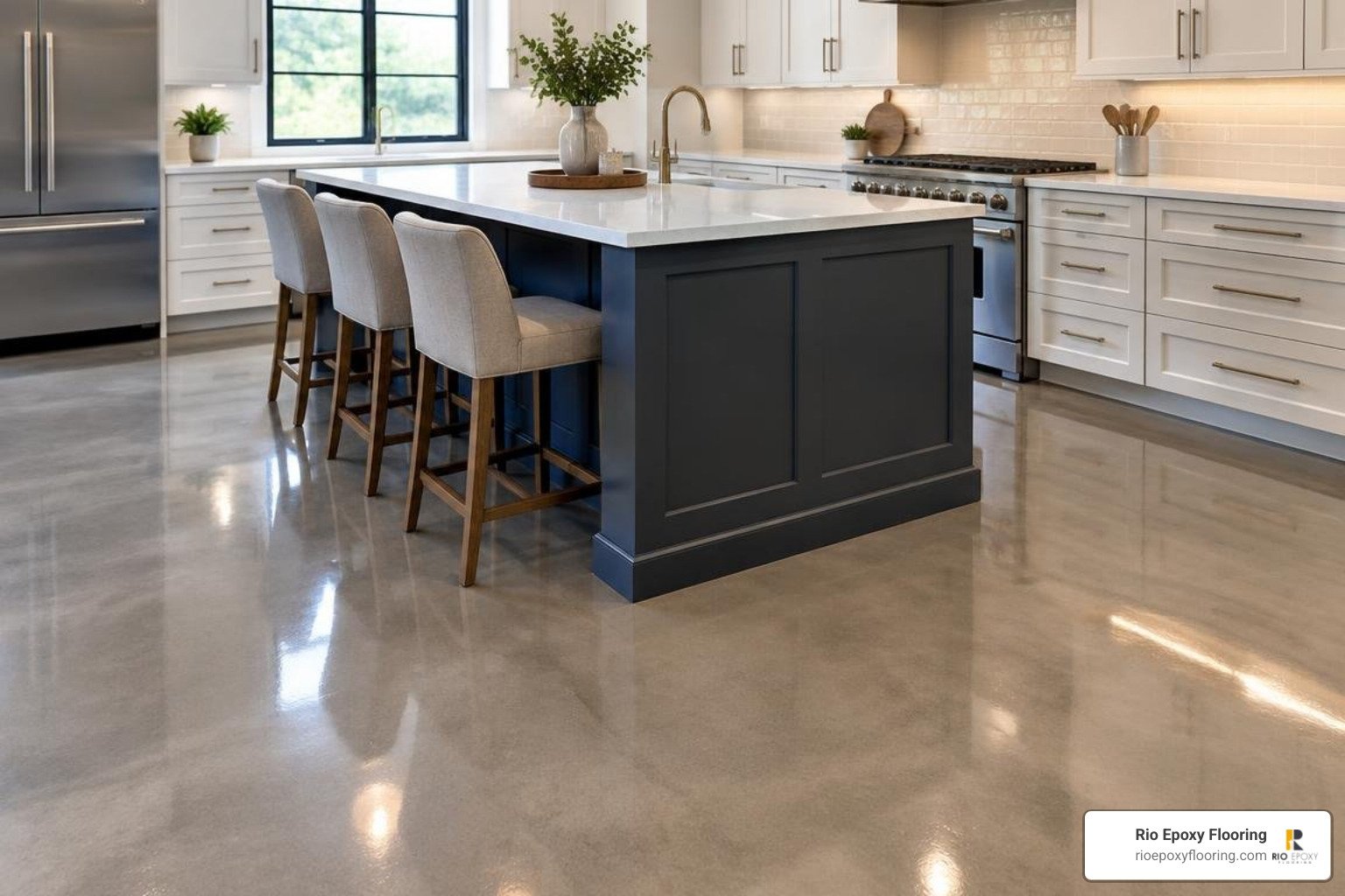 kitchen floor epoxy around island