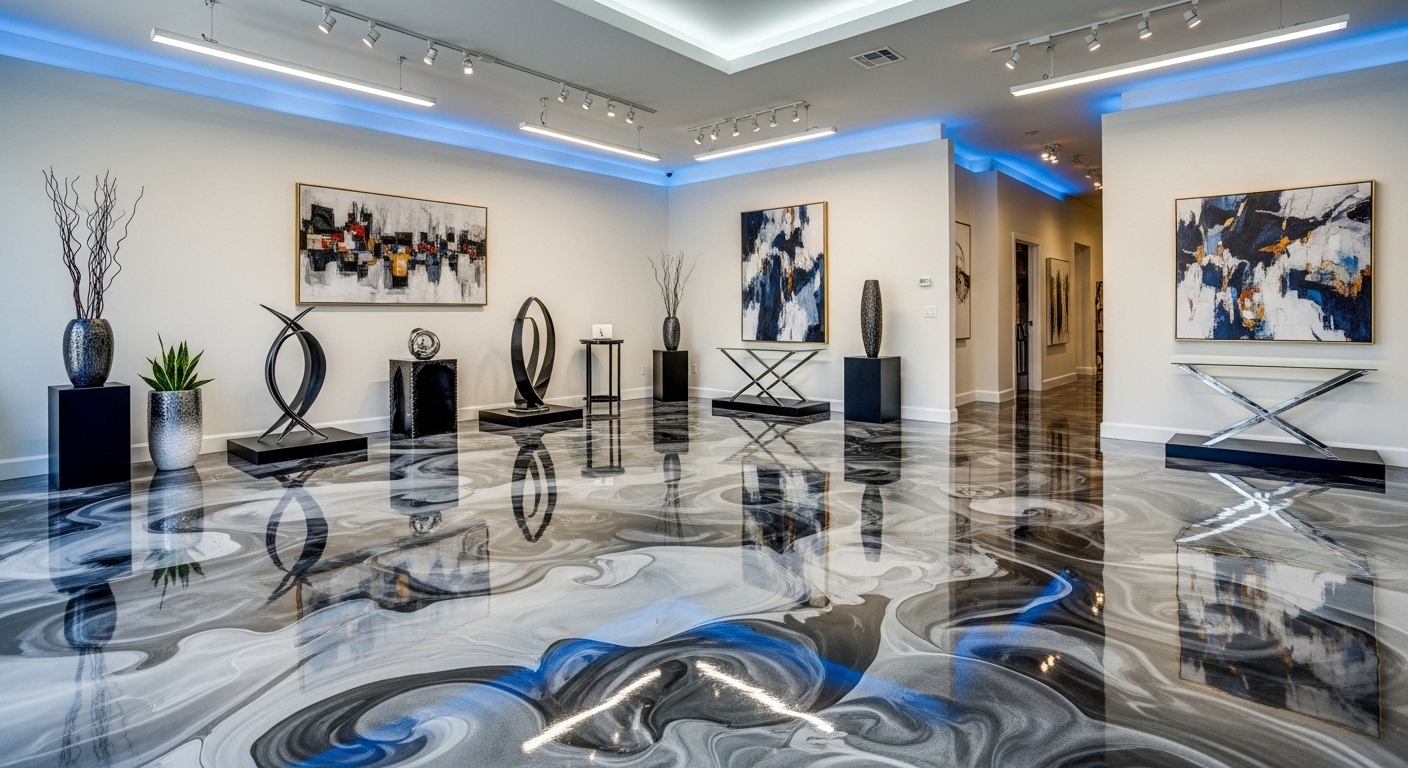 Comparison of metallic epoxy versus textured acrylic decorative coatings