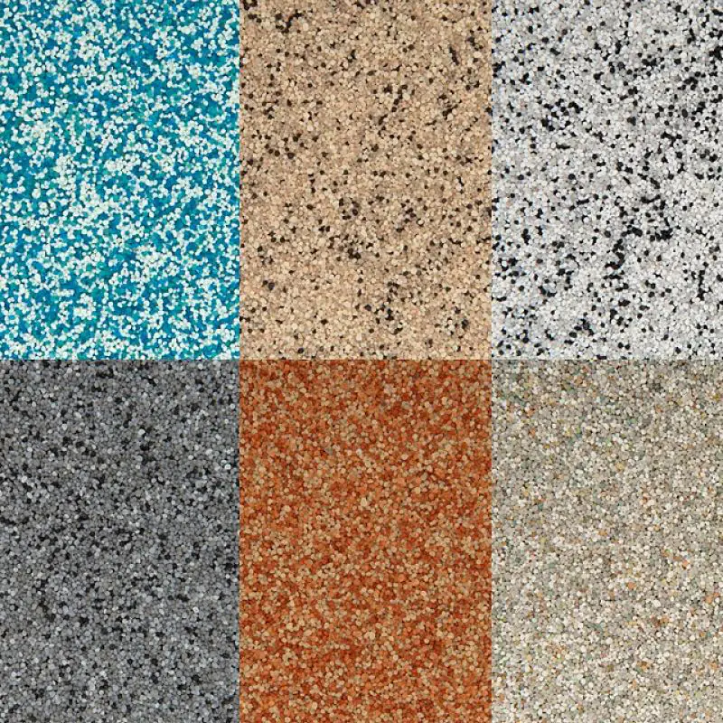 Close up comparison of different flake sizes and color blends